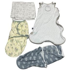 Lot of 4 Baby gear Bean Zen sleep sack Swaddleme Aden Mudpie blanket 0-3 month